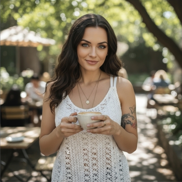 Roxy ✦ White Crochet Tank Top ✦ Floral Pattern Racerback Cotton Knit Size S EUC - Picture 9 of 11